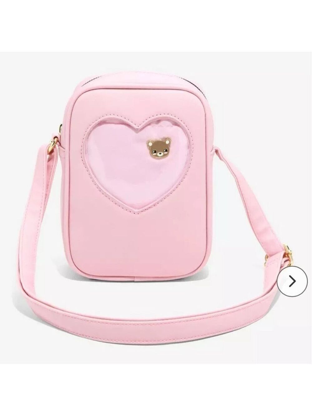Like NEW! Pink Heart Pin Collector Crossbody Bag